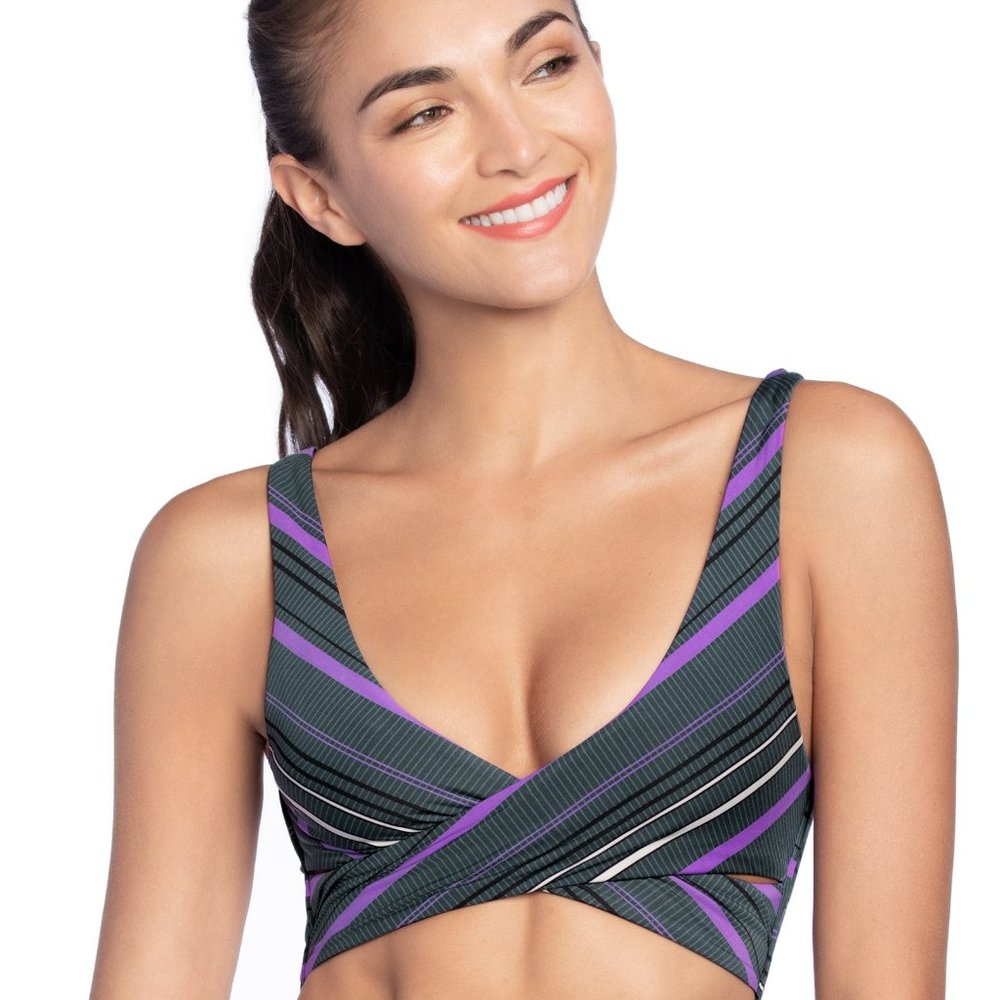 Maaji Twist Stripe Pacific 4-Way sports bra